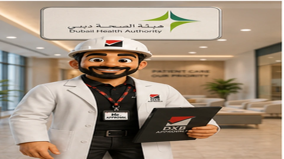 Dubai Health Authority approval scene with Mr. Approval